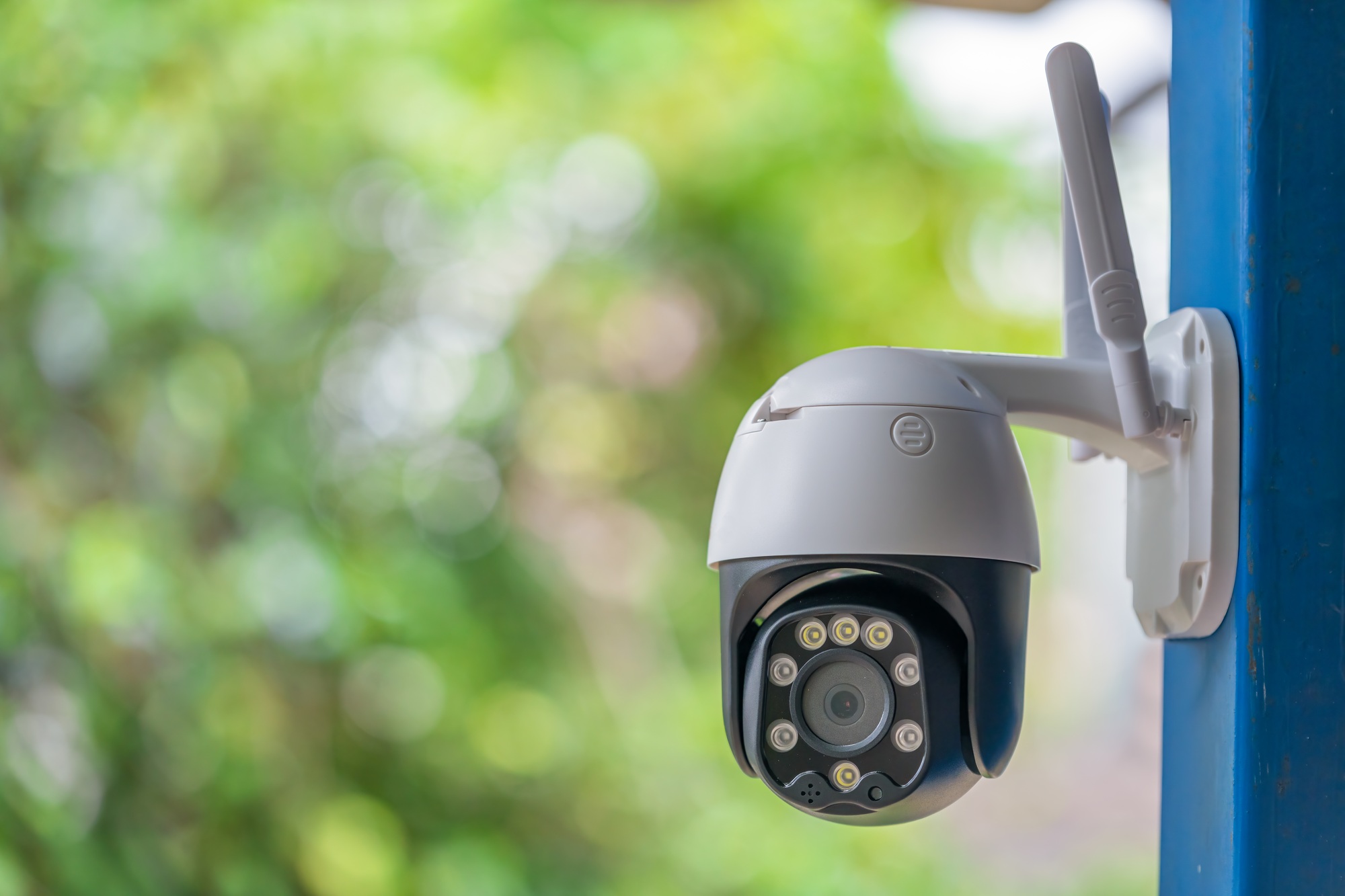 IP CCTV camera install by have water proof cover to protect camera with home security system concept